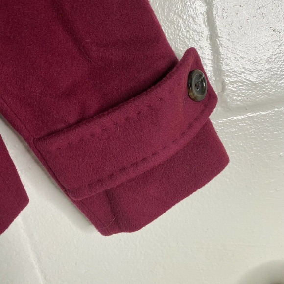 Lands End Swing Pea Coat Overcoat Sz 8P Wool Cashmere Blend Wine Red - Picture 6 of 10